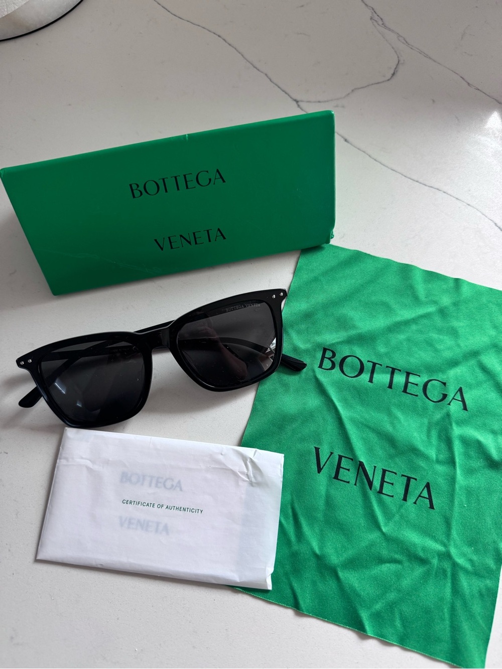 Bottega Veneta Black Square Frame Sunglasses